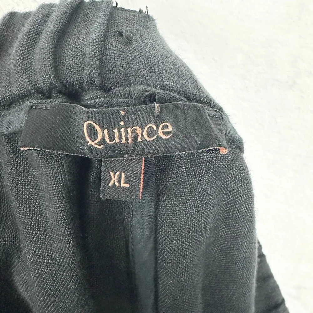 Quince 100% European Linen Pants Size XL Black Pull On Pockets EUC Minimalist